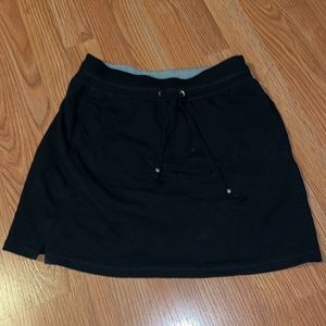 Black drawstring skort with pockets